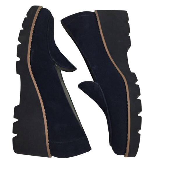 Vionic Ava Womens Navy Suede Wedge Loafers Size 10 - Picture 4 of 11